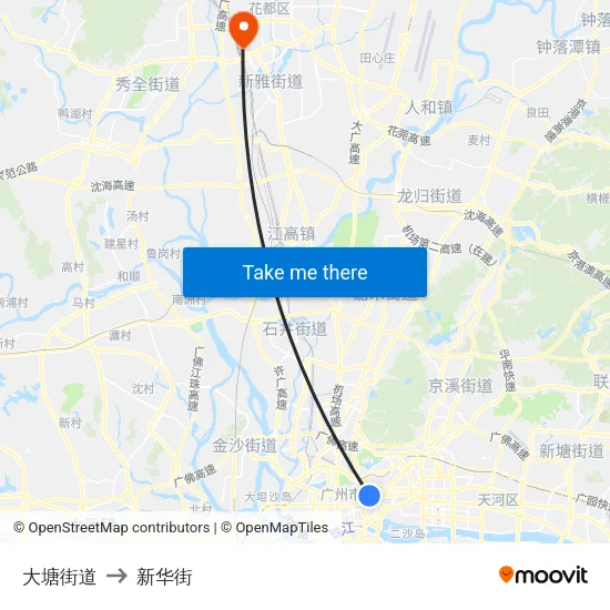 大塘街道 to 新华街 map