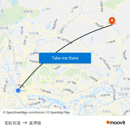 彩虹街道 to 派潭镇 map