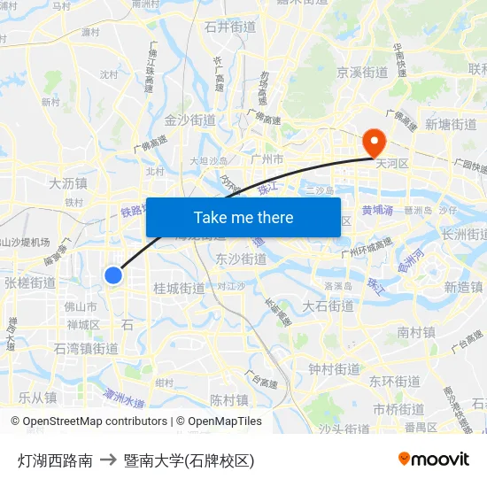 灯湖西路南 to 暨南大学(石牌校区) map