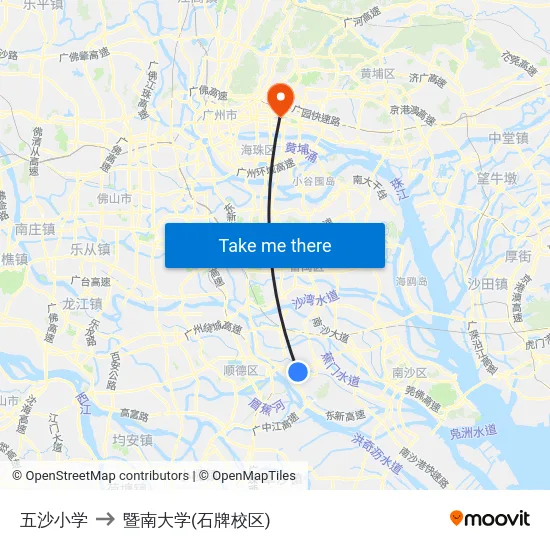 五沙小学 to 暨南大学(石牌校区) map