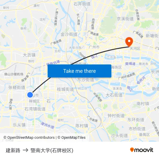建新路 to 暨南大学(石牌校区) map