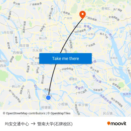 均安交通中心 to 暨南大学(石牌校区) map