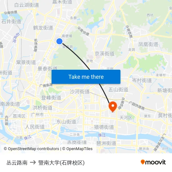 丛云路南 to 暨南大学(石牌校区) map