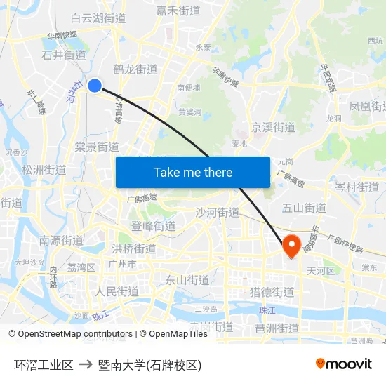 环滘工业区 to 暨南大学(石牌校区) map