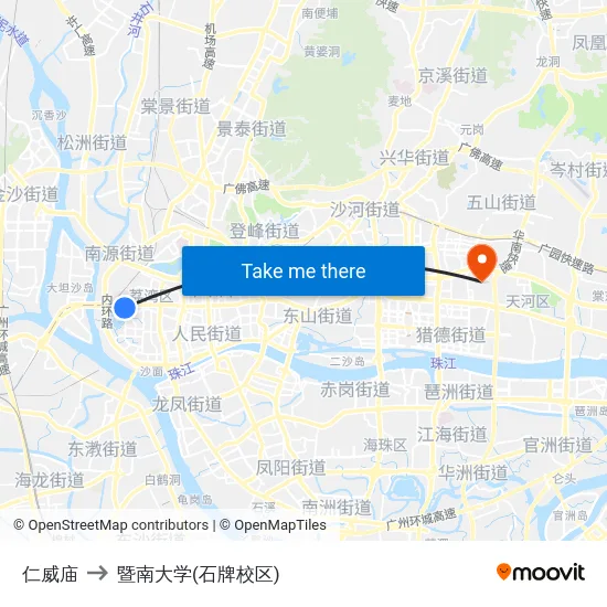 仁威庙 to 暨南大学(石牌校区) map