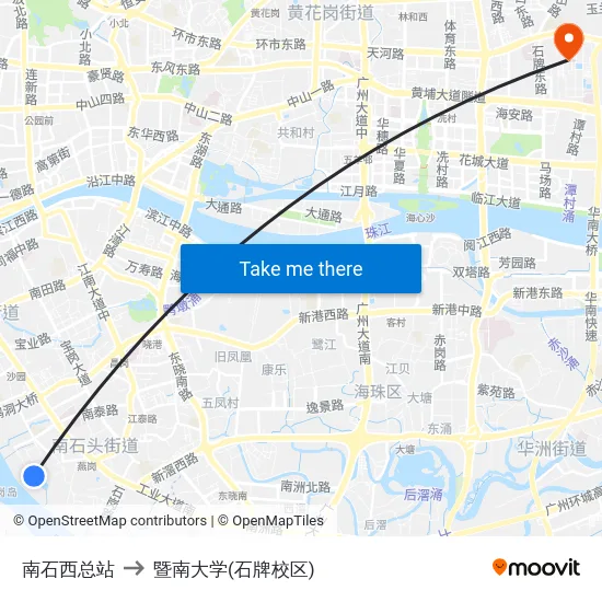 南石西总站 to 暨南大学(石牌校区) map