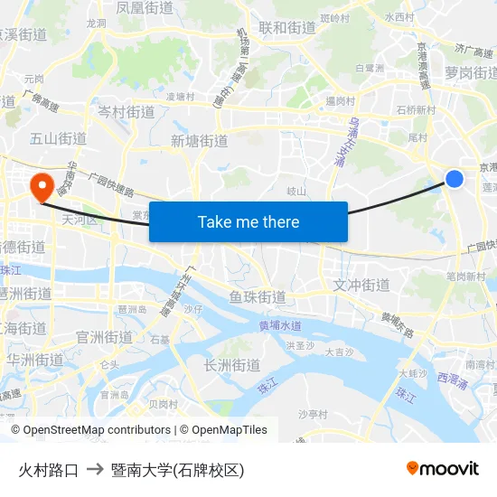 火村路口 to 暨南大学(石牌校区) map