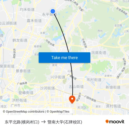 东平北路(横岗村口) to 暨南大学(石牌校区) map