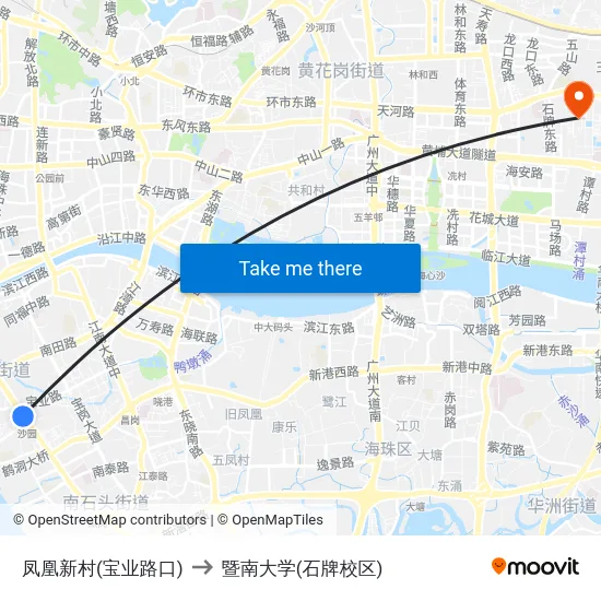 凤凰新村(宝业路口) to 暨南大学(石牌校区) map