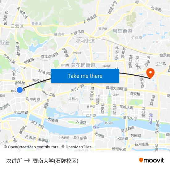 农讲所 to 暨南大学(石牌校区) map