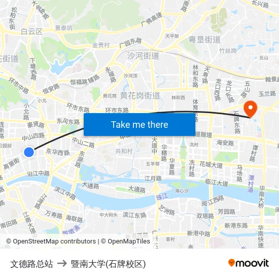 文德路总站 to 暨南大学(石牌校区) map