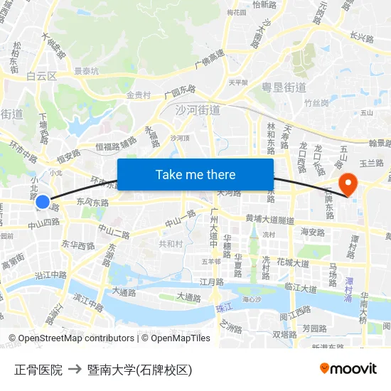 正骨医院 to 暨南大学(石牌校区) map