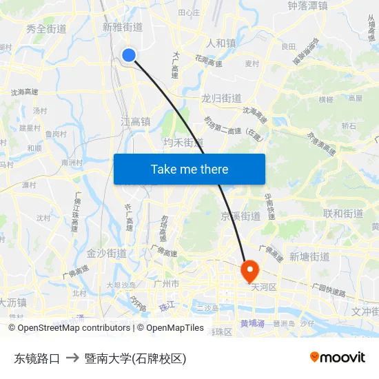 东镜路口 to 暨南大学(石牌校区) map