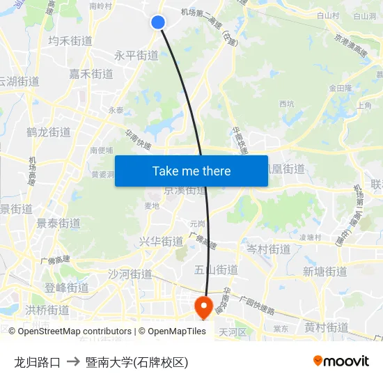龙归路口 to 暨南大学(石牌校区) map