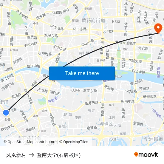 凤凰新村 to 暨南大学(石牌校区) map