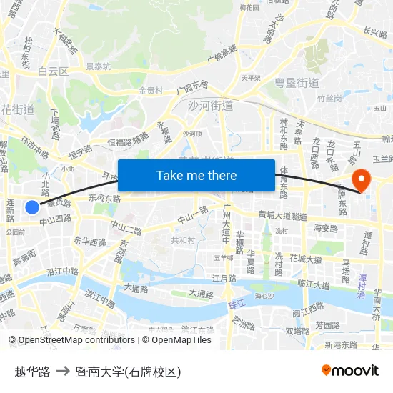 越华路 to 暨南大学(石牌校区) map