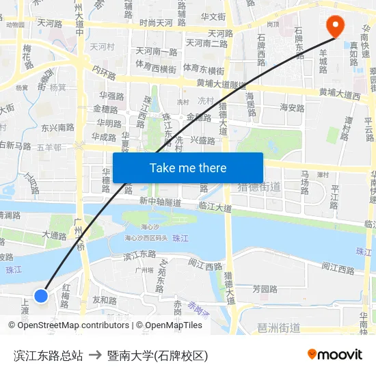 滨江东路总站 to 暨南大学(石牌校区) map