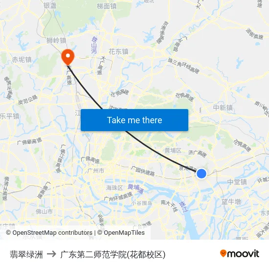 翡翠绿洲 to 广东第二师范学院(花都校区) map