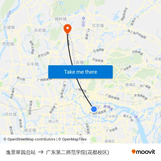 逸景翠园总站 to 广东第二师范学院(花都校区) map