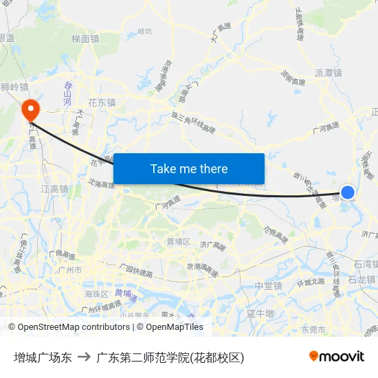 增城广场东 to 广东第二师范学院(花都校区) map