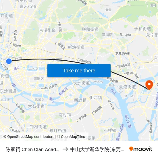 陈家祠 Chen Clan Academy to 中山大学新华学院(东莞校区) map