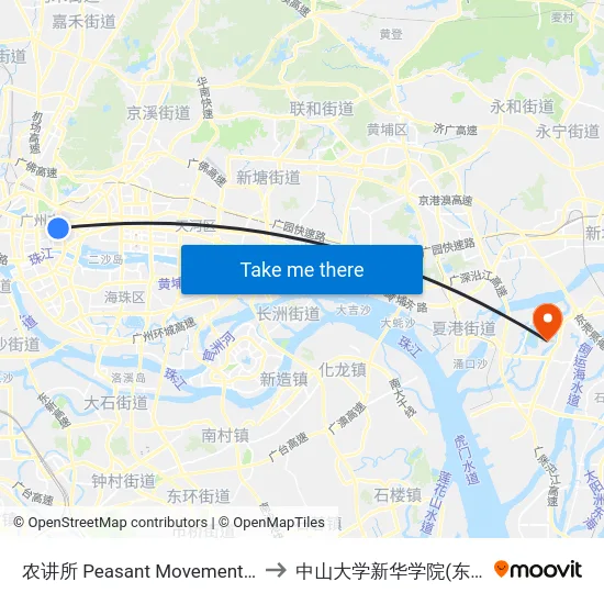 农讲所 Peasant Movement Institute to 中山大学新华学院(东莞校区) map