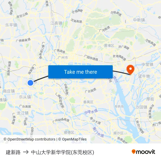 建新路 to 中山大学新华学院(东莞校区) map