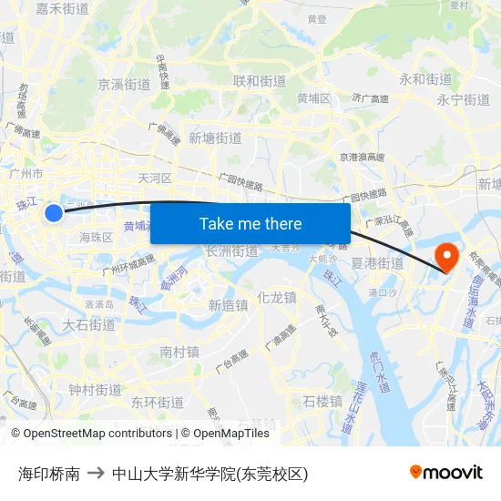 海印桥南 to 中山大学新华学院(东莞校区) map