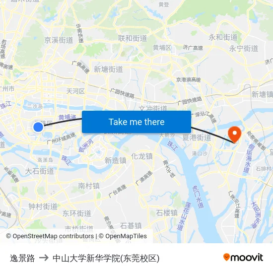 逸景路 to 中山大学新华学院(东莞校区) map