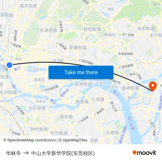 华林寺 to 中山大学新华学院(东莞校区) map