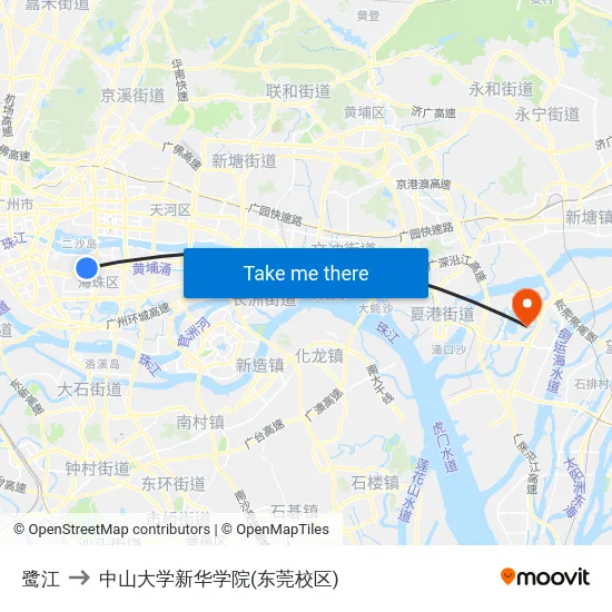 鹭江 to 中山大学新华学院(东莞校区) map