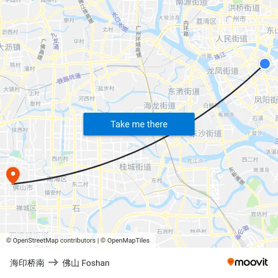 海印桥南 to 佛山 Foshan map