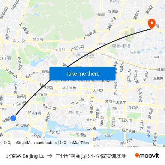 北京路 Beijing Lu to 广州华南商贸职业学院实训基地 map