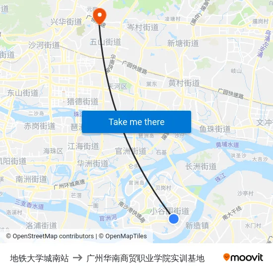 地铁大学城南站 to 广州华南商贸职业学院实训基地 map