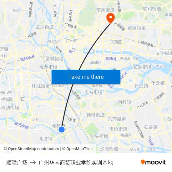 顺联广场 to 广州华南商贸职业学院实训基地 map