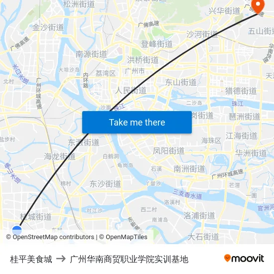 桂平美食城 to 广州华南商贸职业学院实训基地 map