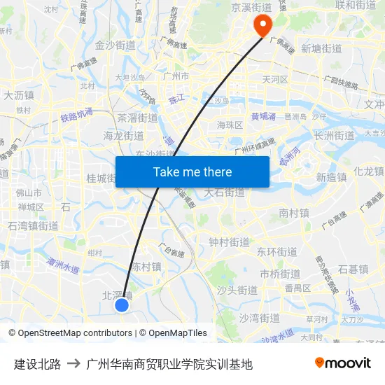 建设北路 to 广州华南商贸职业学院实训基地 map