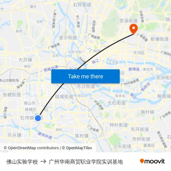 佛山实验学校 to 广州华南商贸职业学院实训基地 map