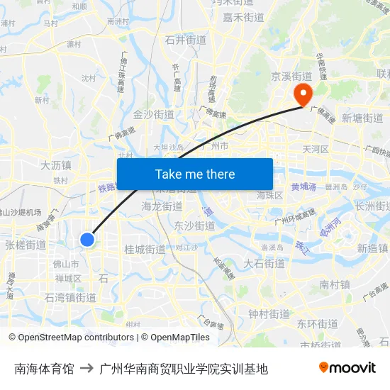 南海体育馆 to 广州华南商贸职业学院实训基地 map