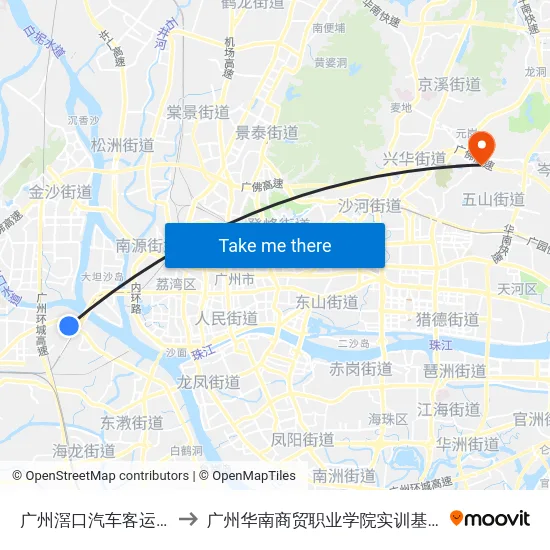 广州滘口汽车客运站 to 广州华南商贸职业学院实训基地 map