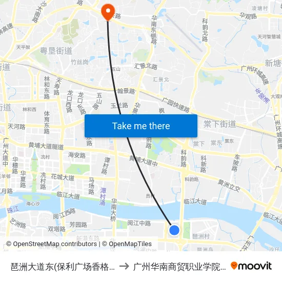 琶洲大道东(保利广场香格里拉酒店) to 广州华南商贸职业学院实训基地 map