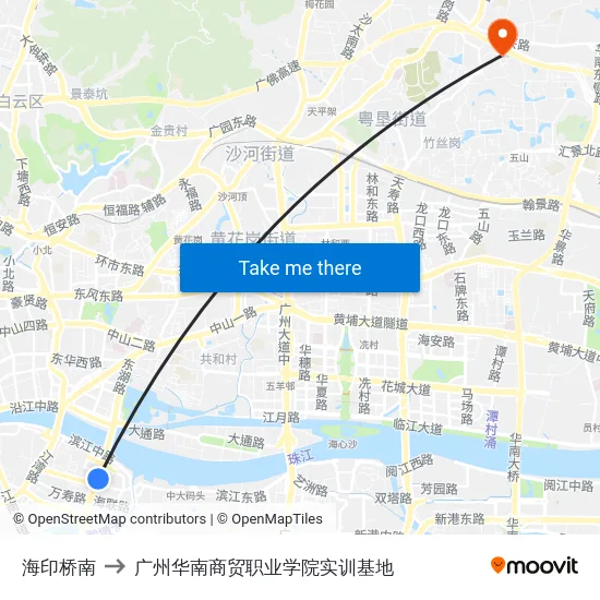 海印桥南 to 广州华南商贸职业学院实训基地 map
