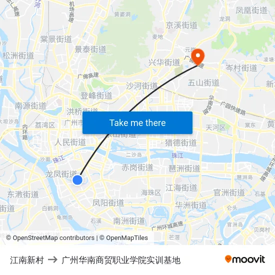 江南新村 to 广州华南商贸职业学院实训基地 map