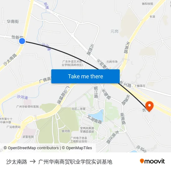 沙太南路 to 广州华南商贸职业学院实训基地 map