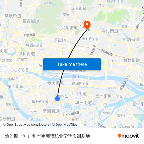 逸景路 to 广州华南商贸职业学院实训基地 map