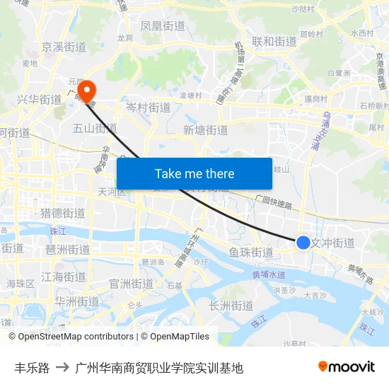 丰乐路 to 广州华南商贸职业学院实训基地 map
