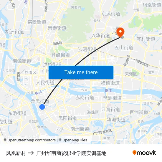 凤凰新村 to 广州华南商贸职业学院实训基地 map