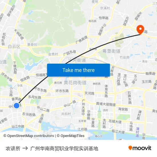 农讲所 to 广州华南商贸职业学院实训基地 map