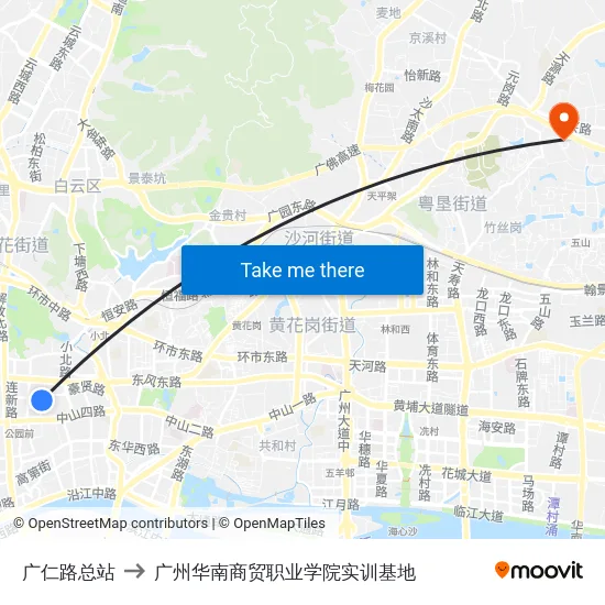 广仁路总站 to 广州华南商贸职业学院实训基地 map