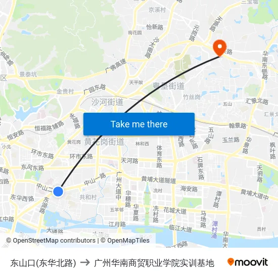 东山口(东华北路) to 广州华南商贸职业学院实训基地 map